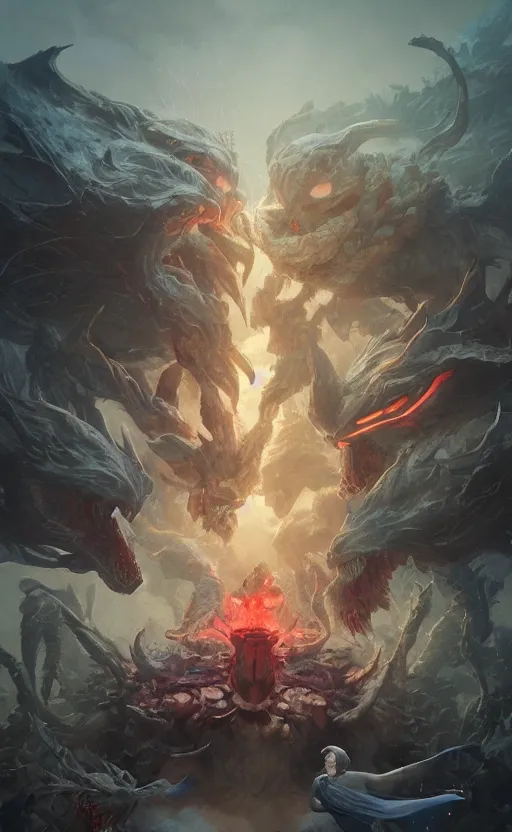 Image similar to portrait of pokemon battling in stadium, symmetrical face features, front game card, drark, marvel comics, dark, intricate, highly detailed, smooth, artstation, digital illustration by ruan jia and mandy jurgens and artgerm and wayne barlowe and greg rutkowski and zdislav beksinski