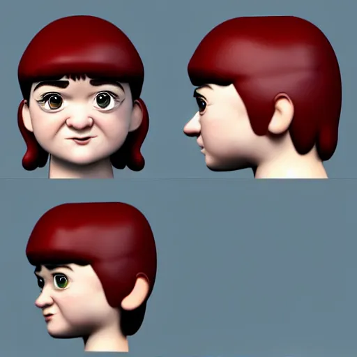 Image similar to maisie williams like a toy made by pixar, conceptual 3 d render