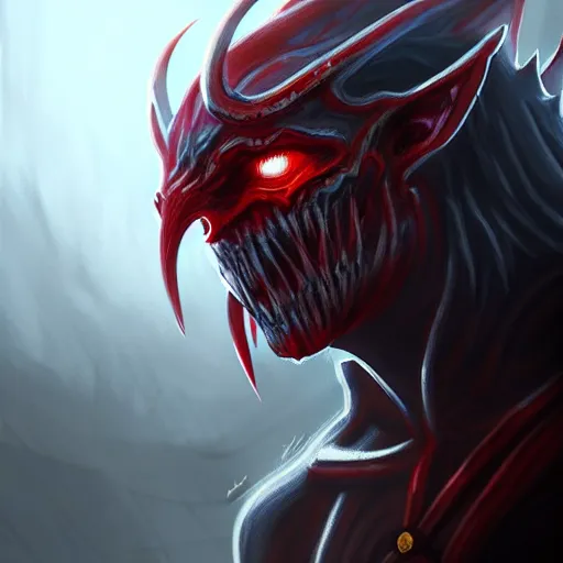 Image similar to Kitava insatiable hunger, path of exile, demon, blindfold, artstation, concept art, digital painting, highly detailed, portrait