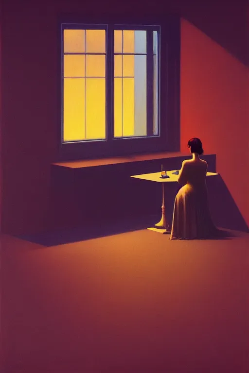 Image similar to isolation, edward hopper and james gilleard zdzislaw beksisnski higly detailed