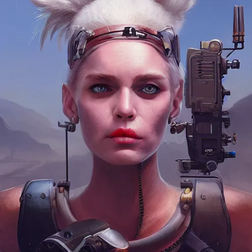 Prompt: tank girl, highly detailed, half android, power implants, full body transmogrify, beautiful, mesmerising, look of desire, loving stare, digital painting, trending on artstation, concept art, 4 k, sharp focus, illustration, art by greg rutkowski and magali villeneuve