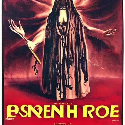 Image similar to 1 9 7 0 s spanish occult horror poster, italian supernatural horror film poster art, euro horror, 1 9 6 0 s, 1 9 7 0 s art, horror film poster