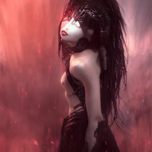 Prompt: kerli koiv, gothic, darkwave, darksynth character portrait, sharp, digital matte painting, anime key art by luis royo, greg rutkowski, wlop, dramatic lighting, trending on artstation