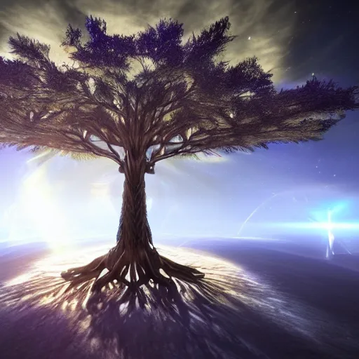 Image similar to cosmic tree of life, god rays, intricate, artstation style, elegant, very beautiful, unreal engine, 4 k, hyper realistic, sharp focus, extreme details, masterpiece,