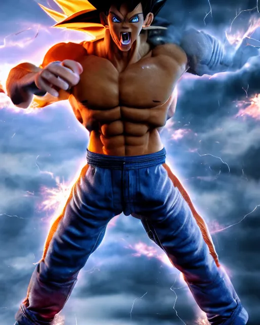 Prompt: 3 d high octane render, 8 k hyperrealism, unreal engine, photorealistic goku, portrait, dynamic lighting, photorealistic, unreal engine, octane, ultra detailed, detailed faces, hd quality, life like, high render, hd resolution