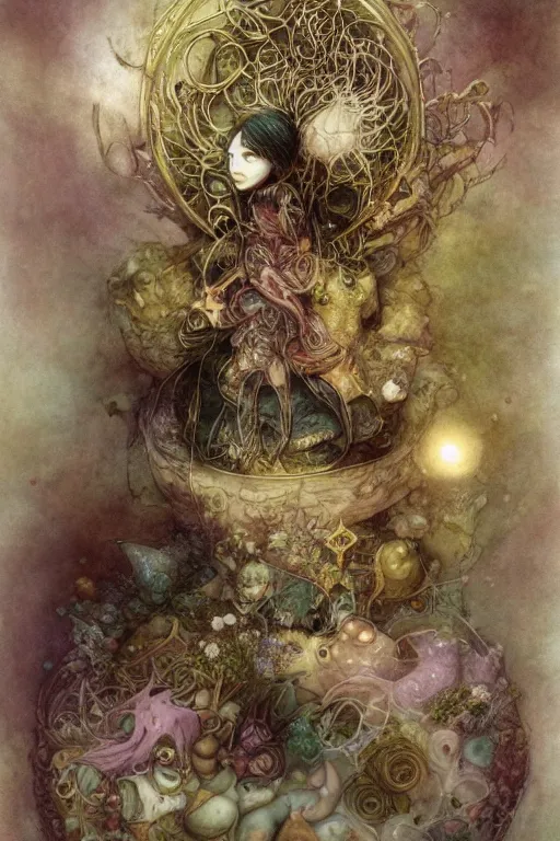 Prompt: more alone than she's ever been, by brian froud, yoshitaka amano, kim keever, victo ngai