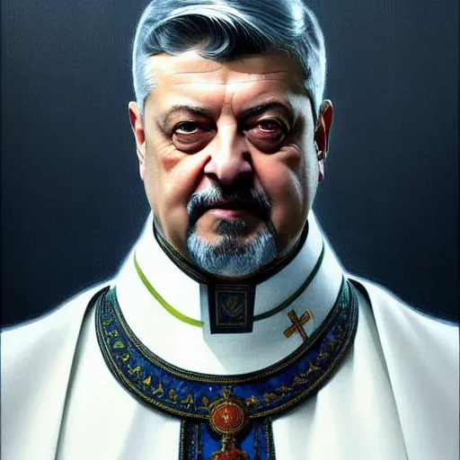 Image similar to symmetry!! intense portrait of petro poroshenko without beard and mustache, saint, intricate, elegant, highly detailed, my rendition, digital painting, artstation, concept art, smooth, sharp focus, illustration, art by artgerm and greg rutkowski and alphonse mucha