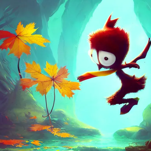 Image similar to 🍁 cute, illustration, digital art, inspired by rayman, by greg rutkowski, sharp, masterpiece, highly detailed, photorealistic, octane render, 8 k, unreal engine 5, trending on artstation, vivid colors