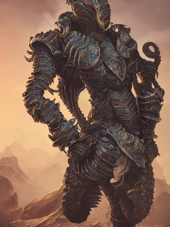 Image similar to full body frontview portrait of warrior in octopus armour, character design, designed in blender, 4 k hd, octane render, intricate and highly detailed, coloured with lots of colour, cinematic, posing,