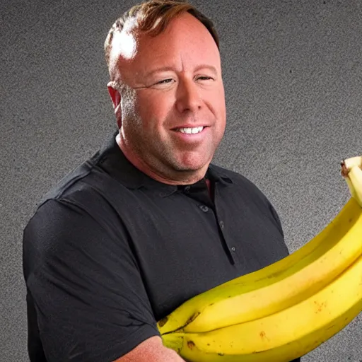 Prompt: Photograph of Alex Jones slipping on a banana peel