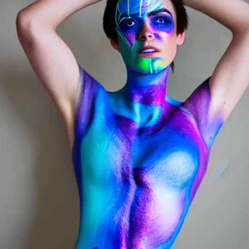 Image similar to iridescent bodypaint on a swashbuckling space pirate