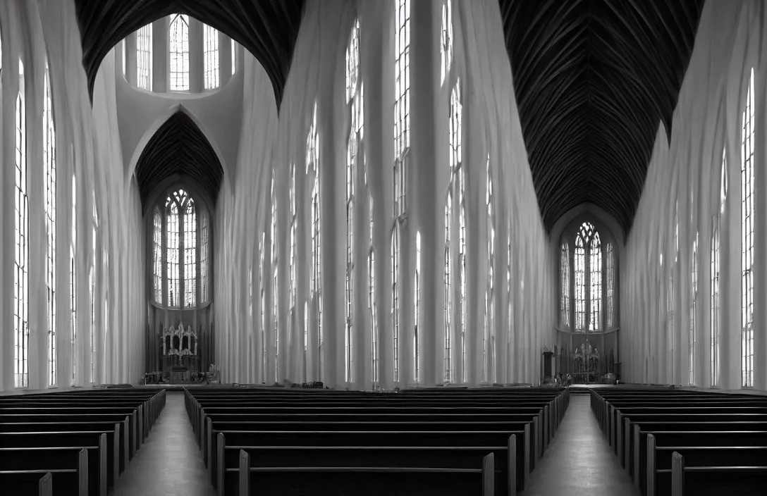 Prompt: symbolic animals line density is used for rendering light and shadow. the precision of drawing makes the final effect that of a shallow relief sculpture symbolic intact flawless ambrotype from 4 k criterion collection remastered cinematography gory horror film, ominous lighting, evil theme wow photo realistic postprocessing in this church interior, vertical lines suggest spirituality, rising beyond human reach toward the heavens. building by frank gehry