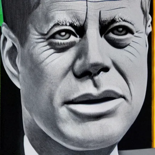 Image similar to jfk full colour close up of face, accurate features