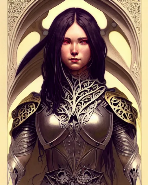 Image similar to Muscular and powerful medieval knight portrait, art nouveau, fantasy, intricate flower designs, elegant, highly detailed, sharp focus, art by Artgerm and Greg Rutkowski and WLOP