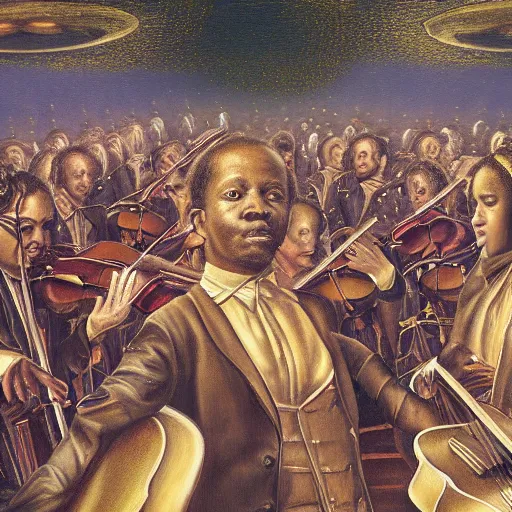 Prompt: An ultra realistic surrealism painting of the 3d soul of music by the victorious essence of beethovens 7th symphony as a traffic jam, 8k, ultra realistic! Photorealism, hyperrealistic, surreal