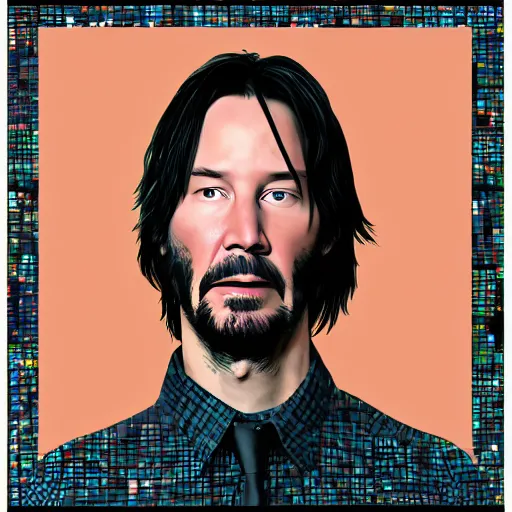 Image similar to Keanu Reeves in the style of Chuck Close