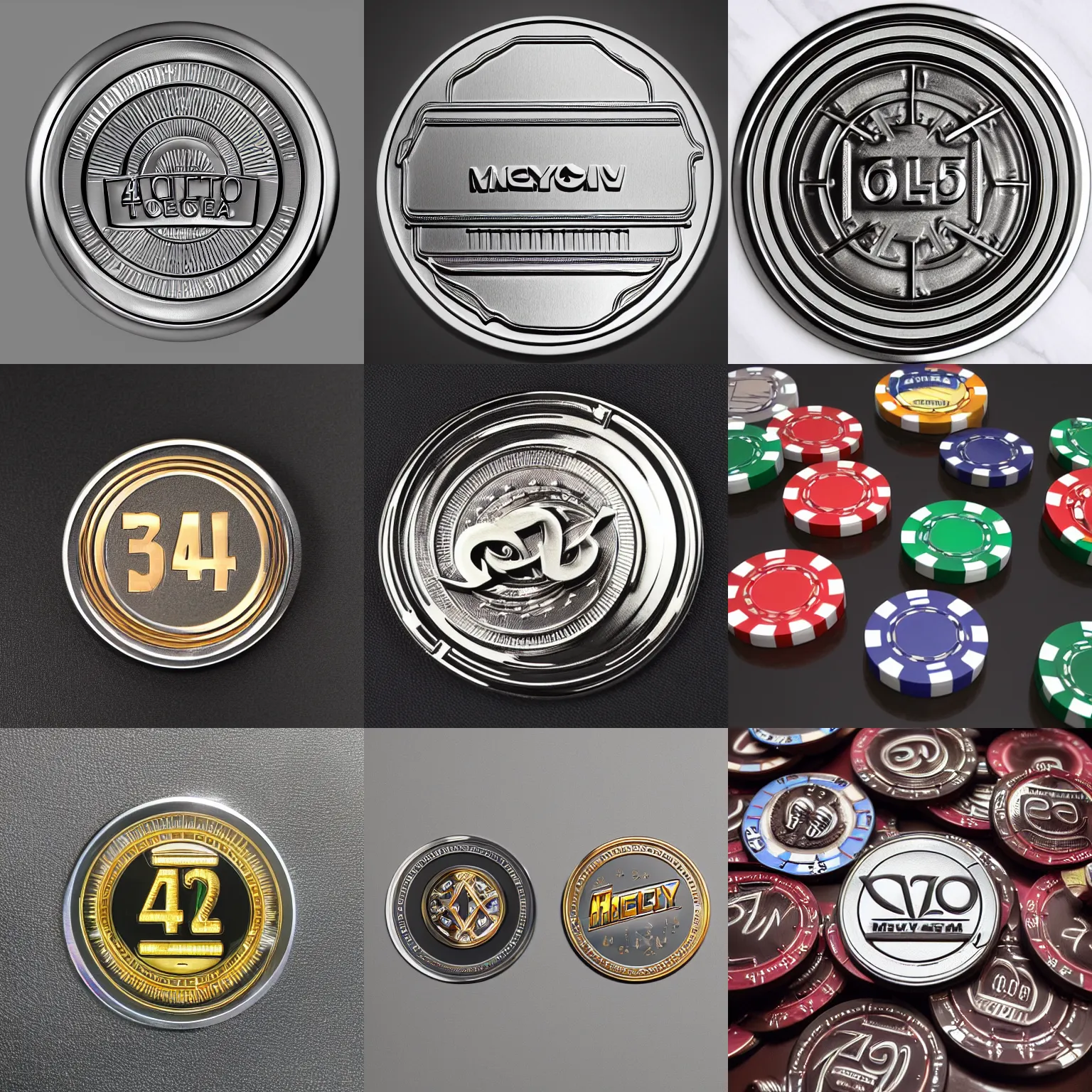 Prompt: a simply designed metal token for a casino, highly detailed, 4k quality photo