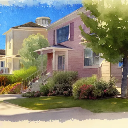 Image similar to water color on paper, summerlin avenue, highly detailed, artstation, masterpiece, award - winning,