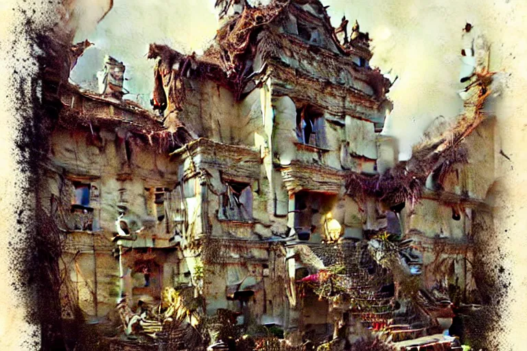 Image similar to (((((a ramshackle palace))))) by Jean-Baptiste Monge!!!!!!!!!!!!!!!!!!!!!!!!!!!