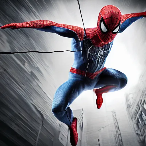 Image similar to white spider - man suit with black web lining, cinematic, volumetric lighting, realistic, hyperdetailed, photorealistic, photograph