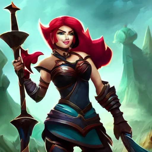 Prompt: Riot Games, league of legends, female warrior, styled Disney