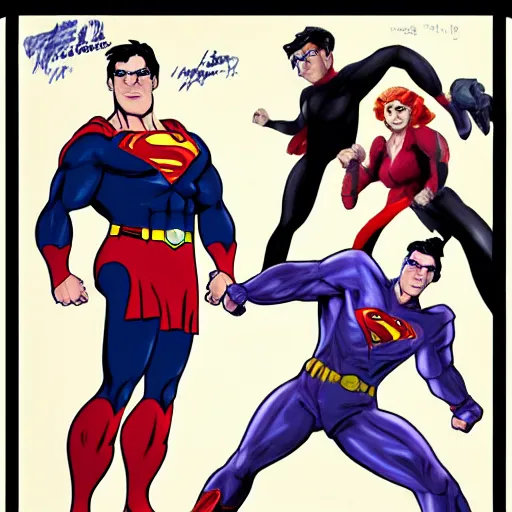 Image similar to Velma uppercuts Superman, action, concept art