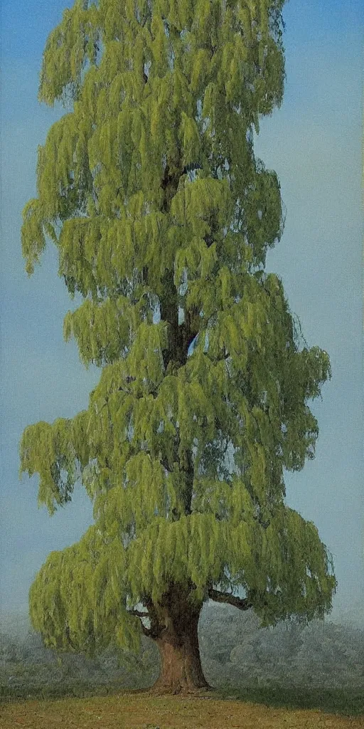 Image similar to art by abbott fuller graves of a giant beautiful tree with diatom leaves