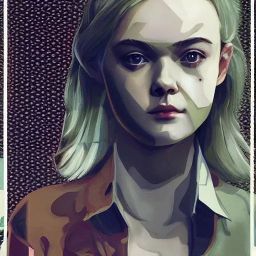 Image similar to Elle Fanning in Metal Gear Solid picture by Sachin Teng, asymmetrical, dark vibes, Realistic Painting , Organic painting, Matte Painting, geometric shapes, hard edges, graffiti, street art:2 by Sachin Teng:4