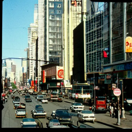 Prompt: a photo of dundas - yonge square, 1 9 8 7, polaroid, kodachrome