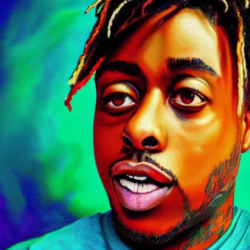 Image similar to juice wrld as a painting 4K detail