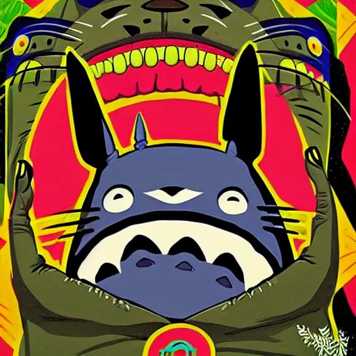 Image similar to Totoro portrait by Tristan Eaton, geometric, trending dribble, behance