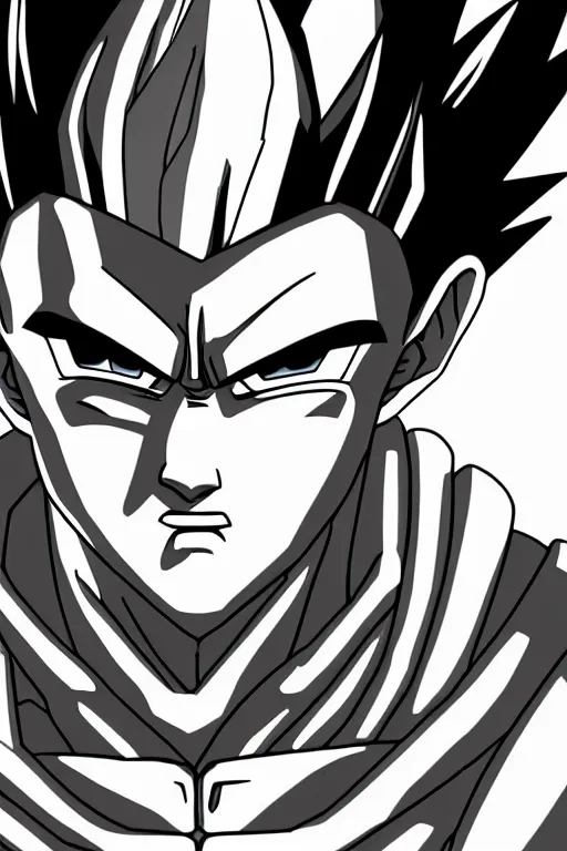 Image similar to prince vegeta, prince of all saiyans, solo portait, grayscale photography, very detailed, 4 k 🎨🖌