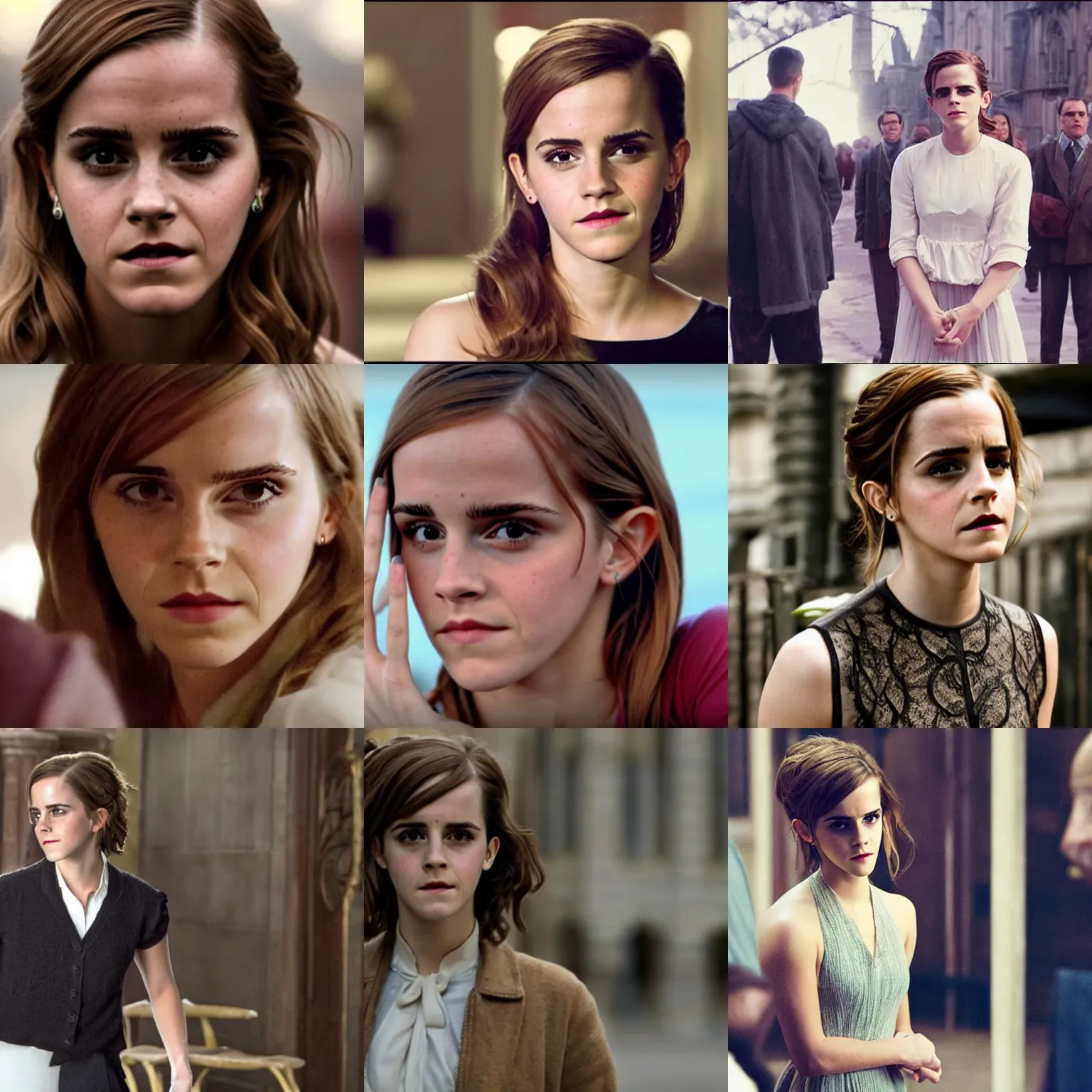 Prompt: emma watson begging you for forgiveness, trailer still, style