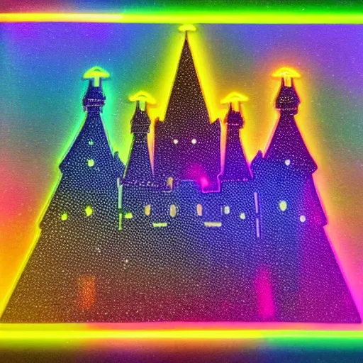 Prompt: Holographic neon castle