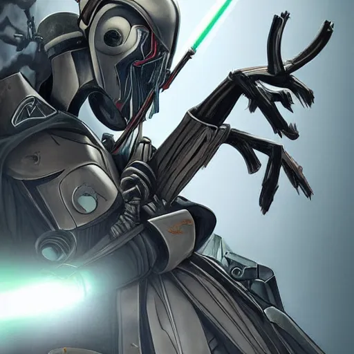 Image similar to general grievous fighting a jedi, high detail, art station, award - winning art