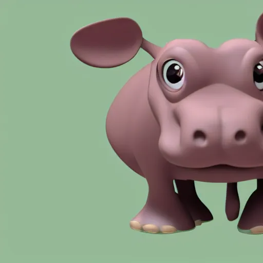 Image similar to disney cartoon hippo with googly eyes, detailed, hd