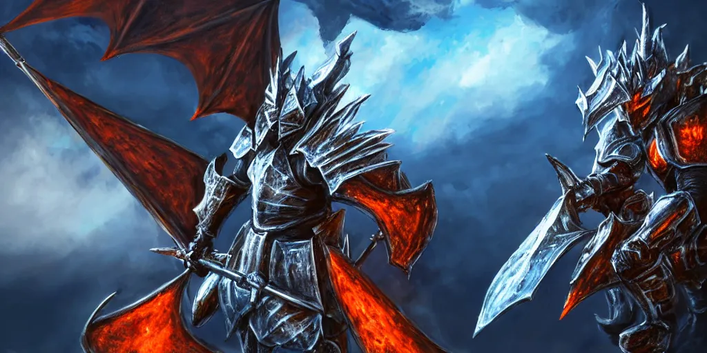 Image similar to closeup of a 3 d model of knight with a lance and shield in the style of final fantasy and a 3 d model dragon in the style of monster hunter breathing fire on him, realistic, fisheye lense, blue and orange lighting, rim lighting, cinematic feel, in a forest, art by unreal engine 4, game art, trending on art station