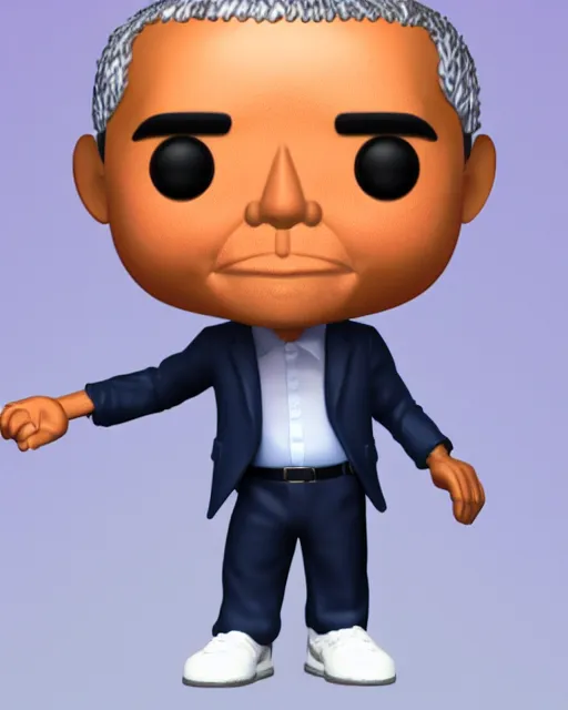 Image similar to full body 3d render of barack obama as a funko pop, studio lighting, white background, blender, trending on artstation, 8k, highly detailed