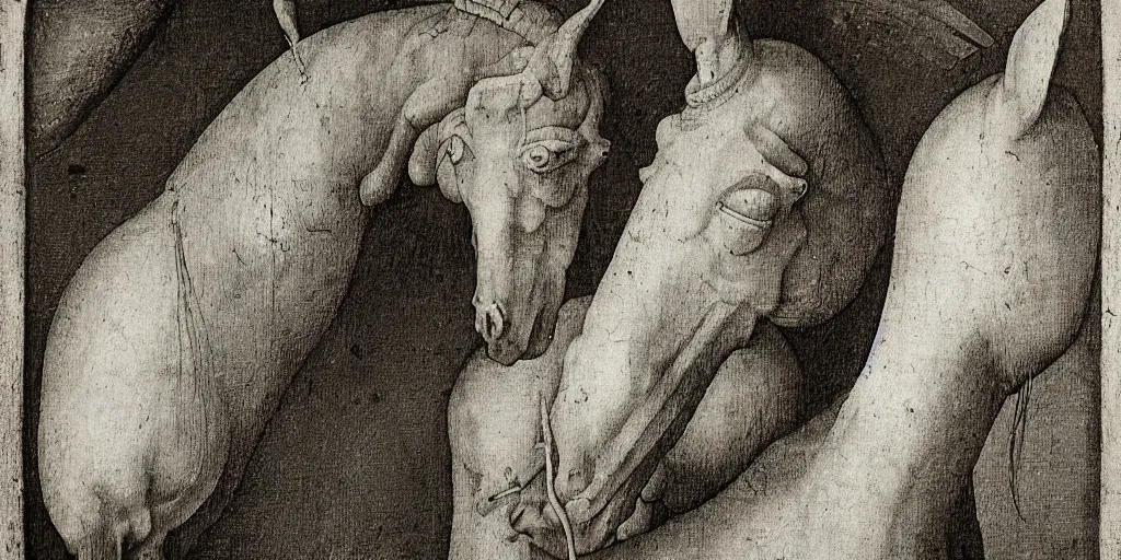 Image similar to hieronymus bosch, a horse, insanley detailed