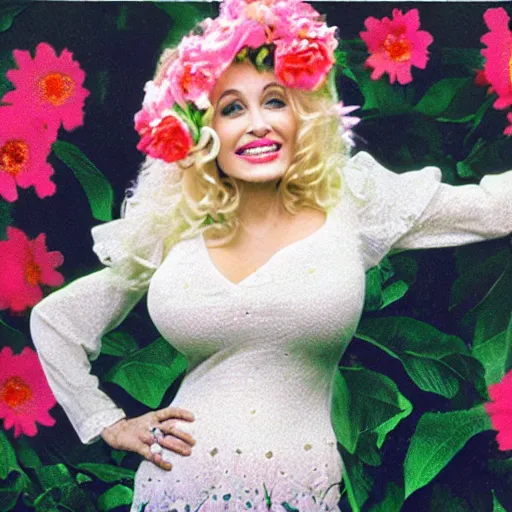 Image similar to flower child, Dolly Parton