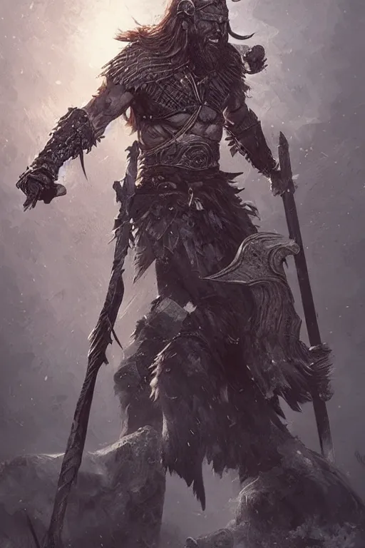 Prompt: skeletal viking warrior in the middle of battle, highly detailed, artstation, art by artgerm and greg rutkowski,