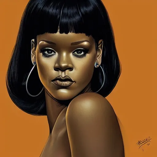 Image similar to “ rihanna retro minimalist portrait by jean giraud, art of moebius, sharp, smooth face, comic, 8 k ”