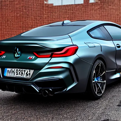 Prompt: ultra realistic bmw m 8 in pearlescent gun metal grey, high detail 8 k, photo, colourful lighting,