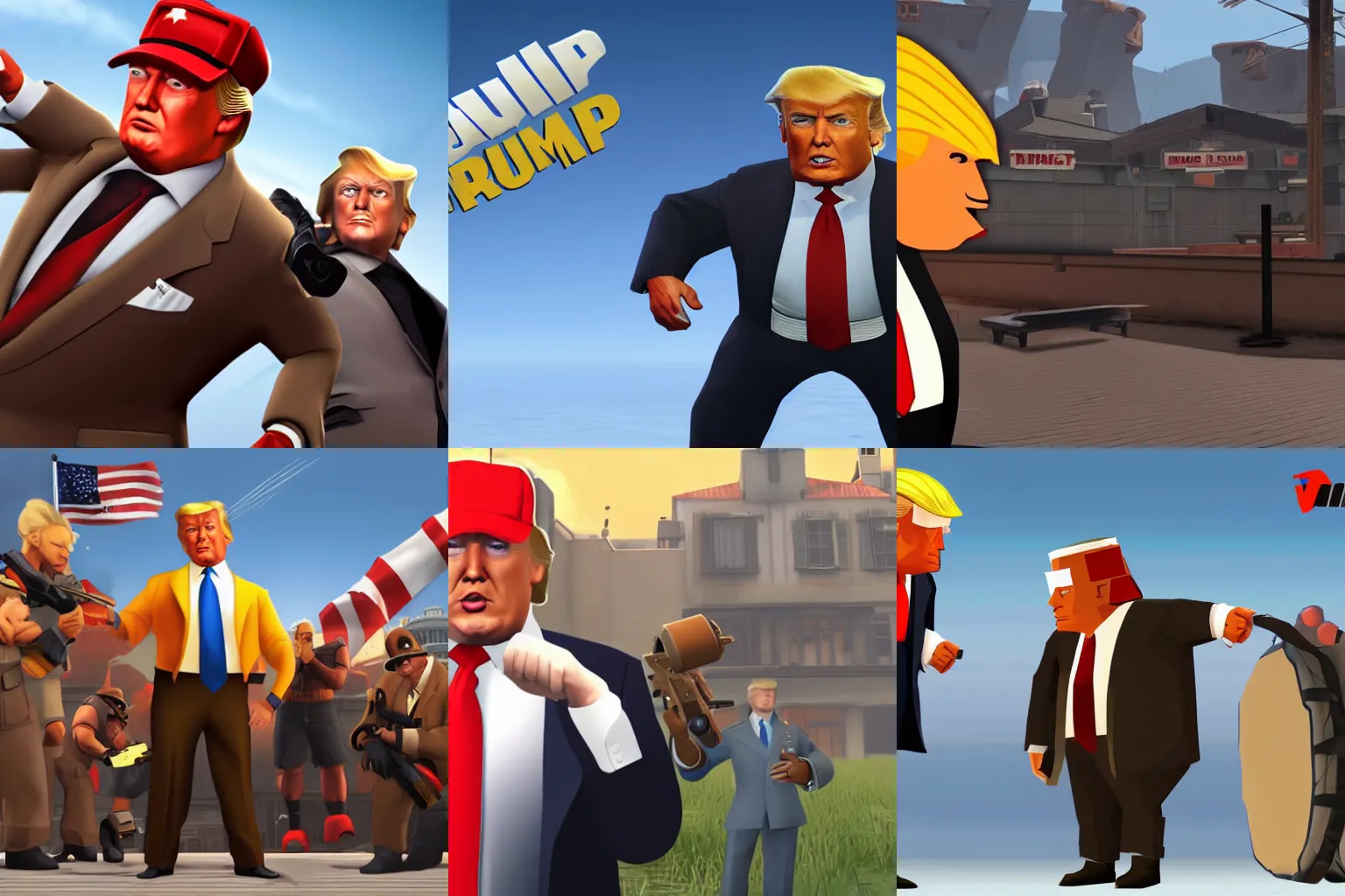 Prompt: Donald Trump added as a playable character in Team Fortress 2