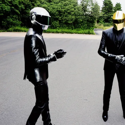 Image similar to Daft Punk in cape