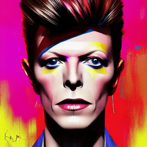 Prompt: beautiful portrait of David Bowie, colorful and vivid, many details, high contrast, 4K, by Ilya Kuvshinov, Greg Rutkowski