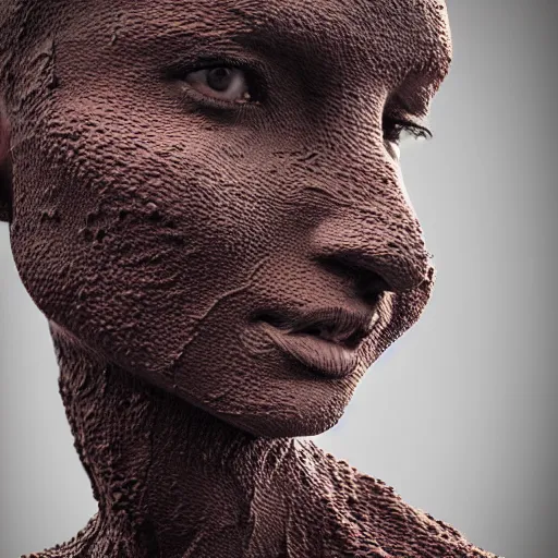 Prompt: 3D human abstract sculpture made out of molten lava, CGSociety, photorealistic, highly detailed, sharp, not blurry, ultra-photorealistic, postprocessing, photography by Ray Man, Full Colour, HDR, 8k