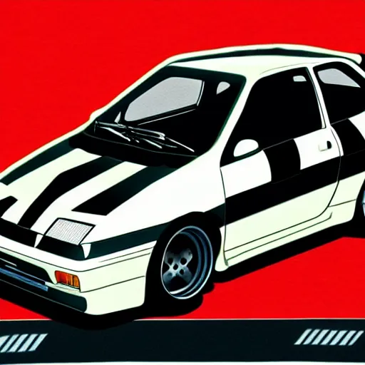 Image similar to fiat punto initial d, anime art