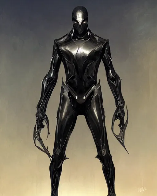 Prompt: wiry muscular male smooth sleek black pearlescent wraithbone sci - fi armor, by greg rutkowski and mark brookes and jim burns and tom bagshaw and magali villeneuve, trending on artstation