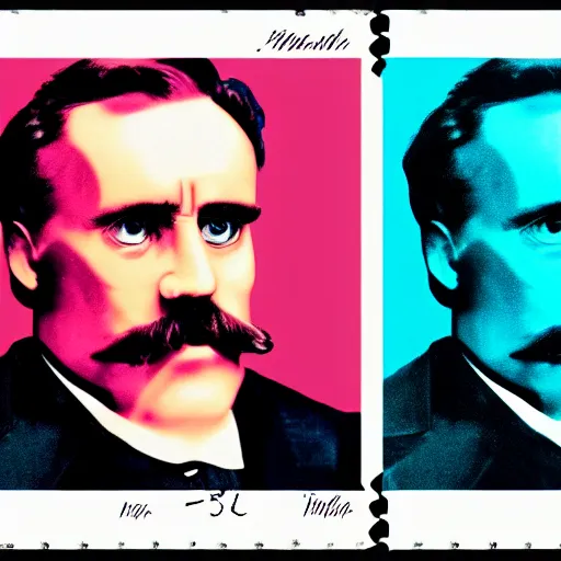 Image similar to 3 5 mm modern colors, portrait of friedrich nietzsche in rgb, taken in 2 0 1 9